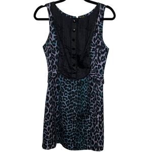 Tracy Reese Anthro Animal Print Silk Blend‎ Mini Dress 6 Dark Academia Punk
